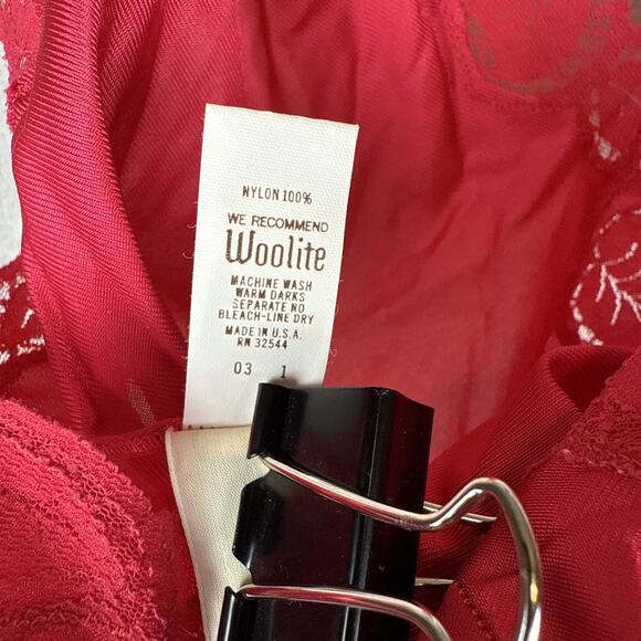 Halston Formfit Vintage Satin Lace Teddy Bodysuit Size 34 S Hot Pink Nylon - Picture 6 of 7